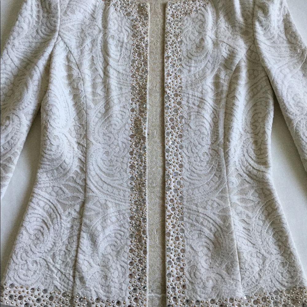 ST JOHN Gold Gilded Dress Jacket Swarovski Crystal - Picture 2 of 8